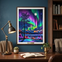 Peinture Diamant Acrylique Moderne Paysages Aurores Boréales Rêveuses pour Adultes Kit d'Art en Strass Décoration Murale