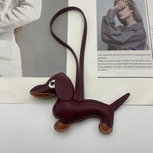 Dachshund Dog Animal Leather Pendant Keychain Diy <b>Accessories</b> Solid Black Puppy Cartoon - Product Image 5