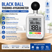 Termometer Higrometer WBGT Peringatan Panas Matahari Pengukur Suhu Bola Termometer Basah Pengukur Stres Panas Bola Termometer Hitam untuk Pekerjaan Luar Ruangan