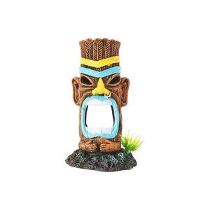 Refugio Redondo de ABS para Reptiles Pequeños PKY, Decoración para Acuarios y Peceras con Diseño de Máscara <span class=keywords><strong>Africana</strong></span> - Product Image 1