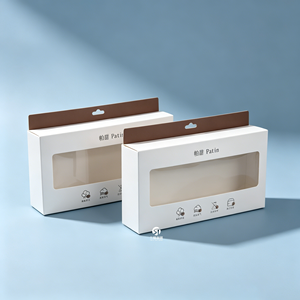 Cajas para Bufandas con Logotipo Personalizado, Cajas de Exhibición Plegables de Cartón Blanco con Ventana y Orificio para Colgar, para Bufandas de Seda, Ropa Interior, Joyería y Ropa - Product Image 2