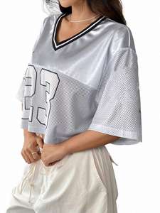 Camiseta Corta Personalizada para Fans de Grupos Femeninos de Conciertos, Estilo Boxy, Oversize, Vintage, de Malla, Tipo Jersey de Fútbol Americano - Product Image 2
