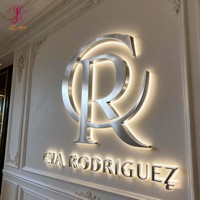 Enseigne murale intérieure 3D en acrylique et métal rétroéclairée, enseigne de magasin, nom de marque, panneau LED, enseignes personnalisées pour entreprises, signalétique extérieure