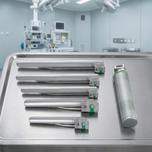 ชุดเครื่องมือส่องกล่องเสียงแบบไฟเบอร์ออปติก MIRHA INST Surgical Miller คุณภาพเยอรมัน ผลิตจากสแตนเลสสตีล พร้อมอุปกรณ์ดมยาสลบแบบแมนนวล 5 ชิ้น มาตรฐาน EN - Product Image 3