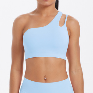 7114 alto supporto reggiseno sportivo monospalla <span class=keywords><strong>per</strong></span> donna fascia sinistra Yoga Crop top <span class=keywords><strong>per</strong></span> correre Fitness <span class=keywords><strong>palestra</strong></span> allenamento Sexy <span class=keywords><strong>attrezzi</strong></span> <span class=keywords><strong>da</strong></span> allenamento - Product Image 4