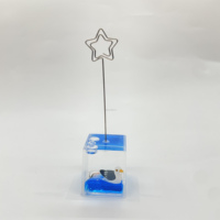 Presse-papiers en acrylique liquide exquis, décoration mignonne pour la papeterie, porte-cartes personnalisé, pince métallique crocodile pour cadeau