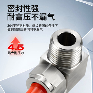 Zoni 304 Stainless Steel Pneumatic Elbow Fitting Zg1/4 Right Angle External Thread Air Pipe <b>Connector</b> - Product Image 5