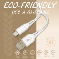 Cable USB-A a USB C Ecológico de Paja de Trigo, Carga Rápida de 3A, Cable de Datos de 480 Mbps para Teléfono, Tableta y Portátil