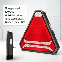 Feux arrière LED multifonctionnels E9 pour camion, avec feux de freinage, de recul, réflecteur, antibrouillard, feux arrière de remorque, triangulaires