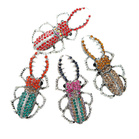 Broche en forme de coléoptère en strass, épingle en alliage et cristal pour fête, mariage, cadeau