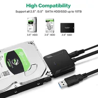 Câble adaptateur SATA vers USB 3.0 pour 3.5/2.5 pouces SSD HDD SATA III convertisseur de disque dur prise en charge UASP avec adaptateur secteur 12V