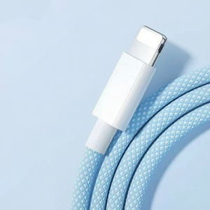 Câble de données tressé en nylon bleu de 1 mètre à charge rapide, personnalisable en gros, directement de l'usine, pour téléphones mobiles séries 8-14 et ordinateurs - Product Image 5