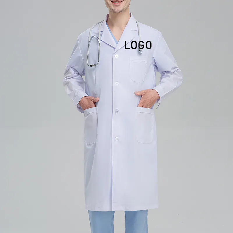 Medizinisches Krankenhaus Weißer Labor kittel Pflege Langarm kleid Benutzer definierte Krankenhaus uniform Apotheke Chirurgische Haustier klinik Veterinär labor kittel