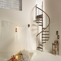 Escalier en colimaçon victorien de style Prima, nouvelle collection, haute qualité, marches en métal et bois, escalier extérieur pour maison duplex, escalier en spirale