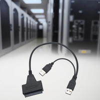 Cable Adaptador Convertidor Externo de Disco Duro de USB 2.0 Dual a SATA de 7+15 Pines a USB 2.0 para SSD/HDD de 2.5 Pulgadas para Portátil