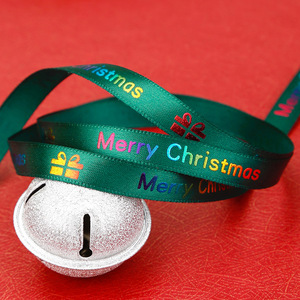 Nine-Colored Ribbon Christmas Printed Silk Ribbons 12m Above Foil Printing Handmade DIY Gift Decoration - Product Image 3