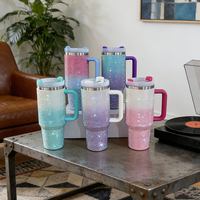 Gobelet à café à double paroi personnalisé, gobelet de voyage, tasse isotherme en acier inoxydable de 40 oz, gobelet isotherme de 40 oz avec couvercle en strass