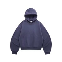 Sudaderas con Capucha Cortas de Hip Hop con Hombros Caídos, Lisas, de Corte Holgado, de Alta Calidad, Estilo Urbano, Oversize, de Algodón Grueso