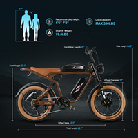Nouveau Vélo Électrique Hybride Rétro Vintage EU RTS, Pneus Larges 20 Pouces, E-bike 32Ah Longue Portée, Vélo Électrique Cruiser