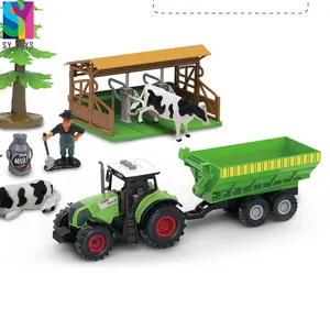 SY Pretend play DIY plástico pequeno animal fazenda casa trator modelo brinquedos para crianças