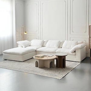 Cloud Style-Extendable Modular Sectional Square Apartment Living Room Set with Filling Linen <b>Cover</b> for School - Product Image 2