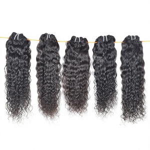 Extensiones de cabello humano virgen alineado con cutícula Natural cruda 100%, extensiones de cabello humano de templo indio negro, paquetes de estilo rizado sin procesar - Product Image 1
