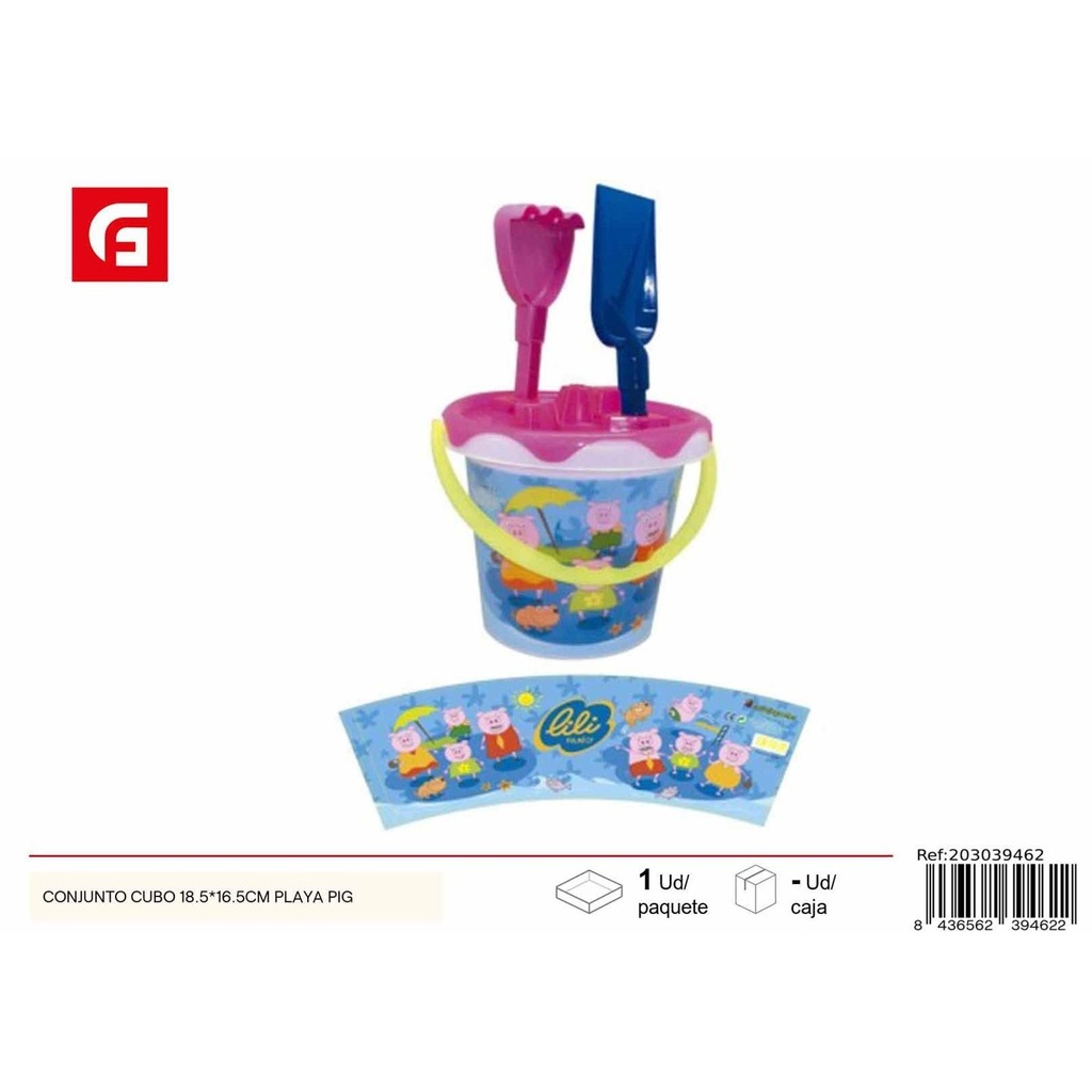 Beach bucket 18.5x16.5 cm pig - Summer accessories for fun