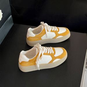 Scarpe basse color block da donna, rosse, gialle, marroni, scarpe singole, suola spessa, scarpe casual da ragazza, allacciate a taglio basso - Product Image 6