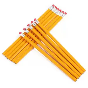 Promotion Personalized Custom Logo Printed Yellow Pencil Wooden Pencil With Eraser