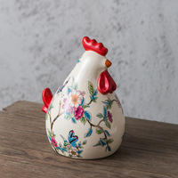 Figurine de coq en céramique peinte à la main, style rétro américain, décoration artisanale pour meuble TV, entrée, salon, aménagement intérieur