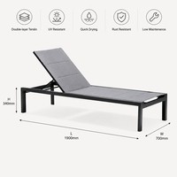 Chaise longue moderne en aluminium pour piscine extérieure, hôtel, villa et cour