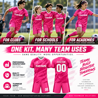 Maillot et short de football personnalisés rose col en V, sublimation intégrale, séchage rapide, légers, OEM ODM, vente en gros, faible MOQ, usine USA