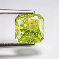 Zircone cubique synthétique de qualité 7A, taille carrée, vert pomme L, zircone à haute teneur en carbone, taille coussin, pierres précieuses en vrac
