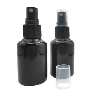 50ml बेलनाकार दौर कंधे चंकी पालतू चमकदार काले प्लास्टिक स्प्रे बोतल के साथ काले ठीक स्प्रे सिर
