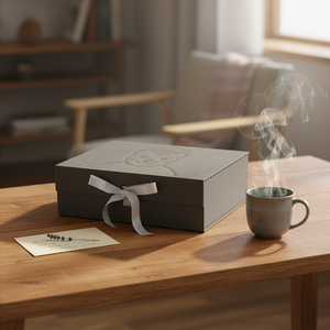 Boîte cadeau pliante magnétique en kraft avec ruban et impression personnalisée pour la présentation de produits haut de gamme et l'emballage de vente au détail - Product Image 1