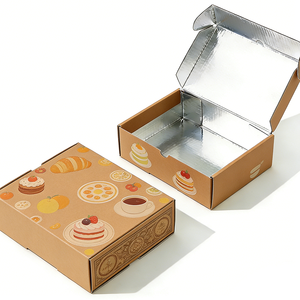 Cajas para Pasteles Aisladas Personalizadas, Cajas de Embalaje de Papel Corrugado de Grado Alimenticio Desechables, Caja de Reparto de Postres y Pastelería para Llevar - Product Image 1