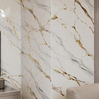 Revêtement mural de cuisine WYRAX en PVC effet marbre Calacatta blanc doré, 1220x2440mm, 3.0mm, facile à nettoyer, finition brillante