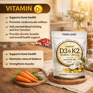 新生児および妊娠中の女性のためのOEM ODM免疫の骨健康サポート大人のサプリメントビタミンD3 + K2ソフトゲル - Product Image 2