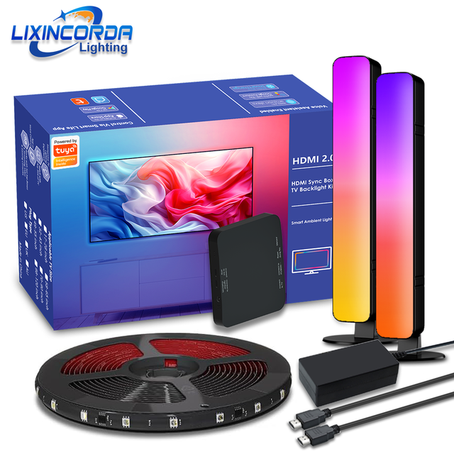 Smart Ambient TV Led Backlight for 4K HDMI 2.0 Device Sync Box Led Strip Lights Kit Wifi Alexa Voice Google Assistant Control