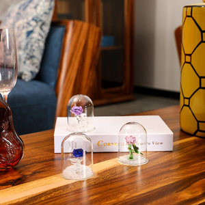 Rose éternelle en cristal, fleur préservée sous cloche en verre, rouge, rose, violet, jaune, cadeau d'anniversaire, décoration moderne - Product Image 3