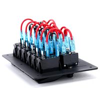 Panneau de distribution DC étanche en aluminium à 6 interrupteurs à bascule avec disjoncteur LED pour bateau et camping-car