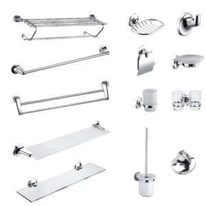 Châu Âu Đơn Giản Chrome Ba Lan Khăn Giá Kệ Kính Giấy Cuộn Giữ Người Giữ Cốc Phòng Tắm Phụ Kiện Vệ Sinh Tên 1500 - Product Image 5