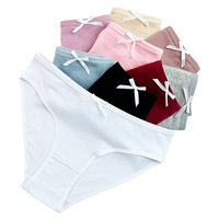 Nouvelle Arrivée Culottes Bikini en Coton pour Adolescentes, Motif Nœud, Taille Moyenne, Douces, Respirantes, Sans Coutures, Multicolores, Vente en Gros