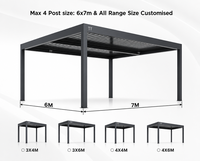 Pergola bioclimatique en alliage d'aluminium imperméable avec structure thermolaquée, certifiée CE et de taille 3x4m pour l'extérieur et le jardin