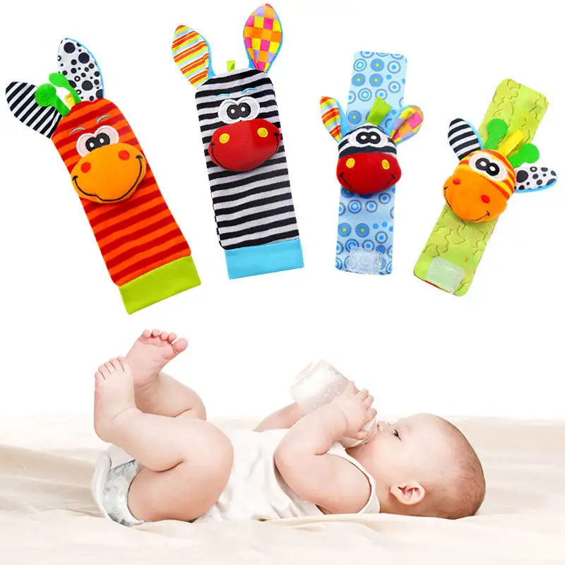 Infant bed bell baby kids plush Toddler Baby Handbell Ring Bell socks Toy Jungle Wrist Rattle Foot Finder