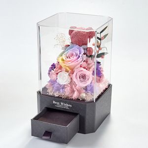 Boîte cadeau rose, ours en acrylique, ornement rose éternelle pour femme, épouse, Saint-Valentin, anniversaire, décoration de table à la maison - Product Image 5