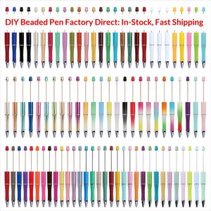 ปากกางานประดิษฐ์ DIY ทำจากพลาสติกหลายสีพร้อมช่องว่างลูกปัดชุบยูวีปากกาหมึกสีดำประดับลูกปัดสำหรับงานฝีมือ - Product Image 2