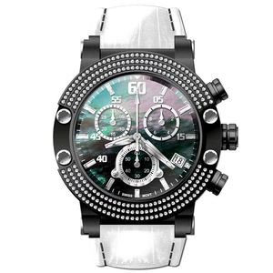 Boîtier en acier inoxydable solide montre chronographe de taille grand visage à quartz avec mouvement suisse U6127 - Product Image 6