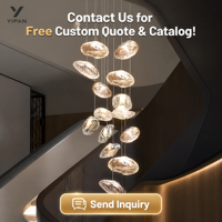 Lustre suspendu moderne et minimaliste en verre doré, design coquille, grande taille personnalisée, pour escalier, économe en énergie, pour la décoration