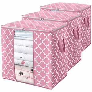 Custom 3 Pack Closet Organizers and Storage Containers, Clothes Storage <b>Bins</b>, Storage Bags with <b>Large</b> Clear Window & Handles - Product Image 1
